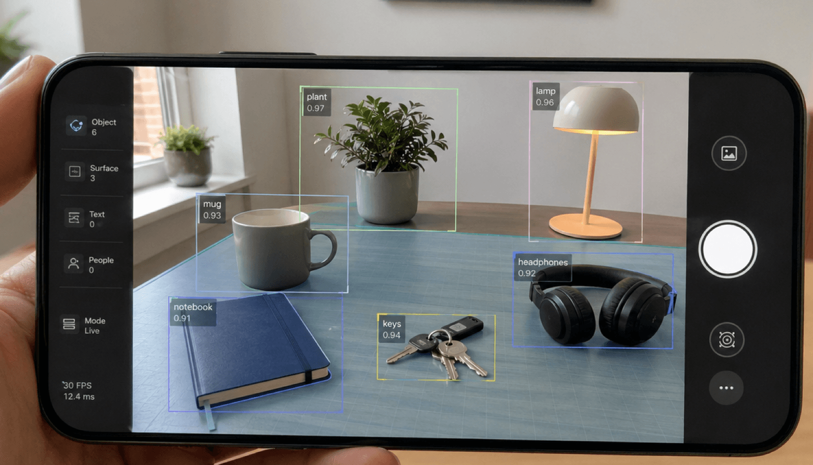 On-device computer vision object detection concept on a smartphone