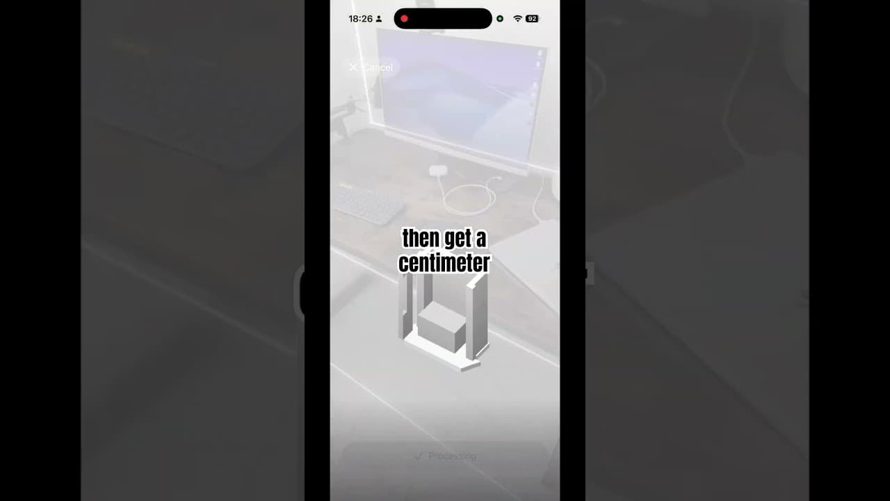 A true-size furniture object placed in an augmented room
